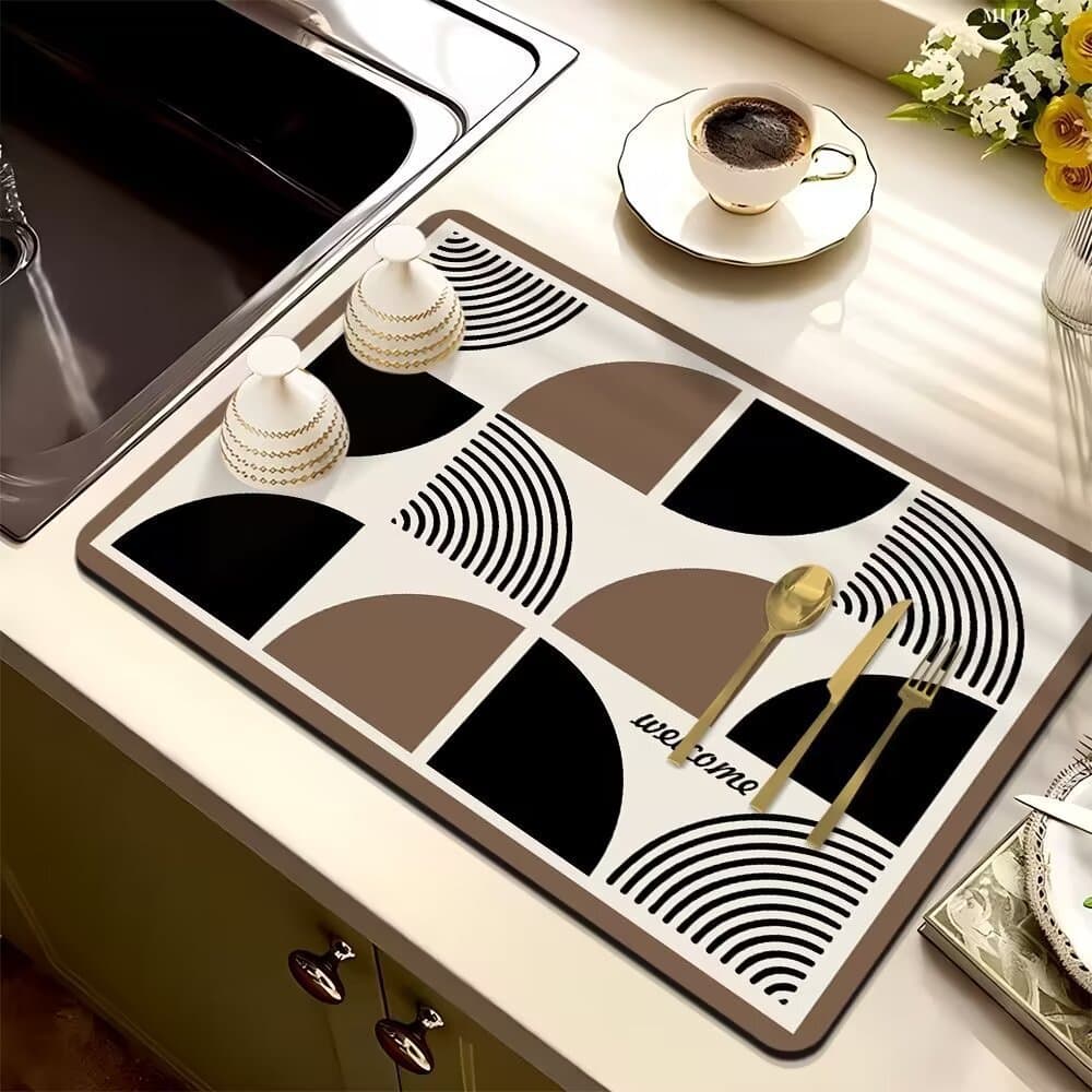 American-style kitchen drain mat, countertop/bar mat, absorbent, non-slip, heat-insulating placemat, coffee machine mat, dish drainer