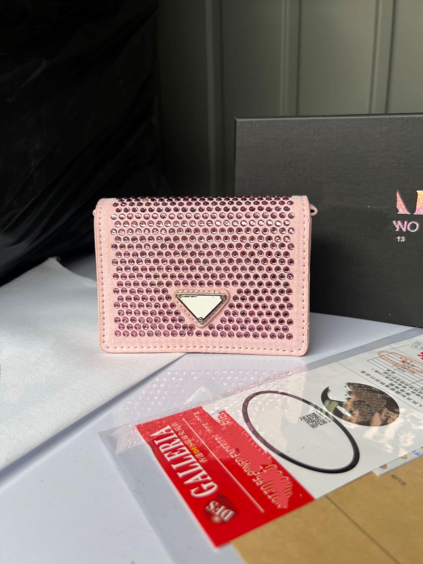 Crystal-Embellished Mini Square Crossbody Bag with Rhinestone Key Pouch, Stylish Sparkly Bag