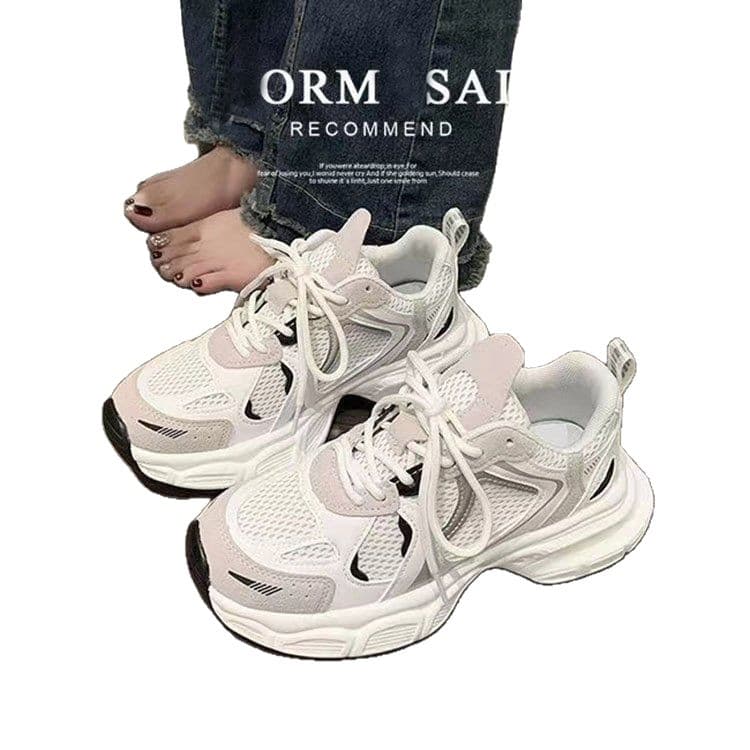 Casual Dad Sneakers for Women 2026 Spring Winter New Mesh Breathable Low-Top Sports Shoes Korean Style Heightening Casual Athletic Shoes