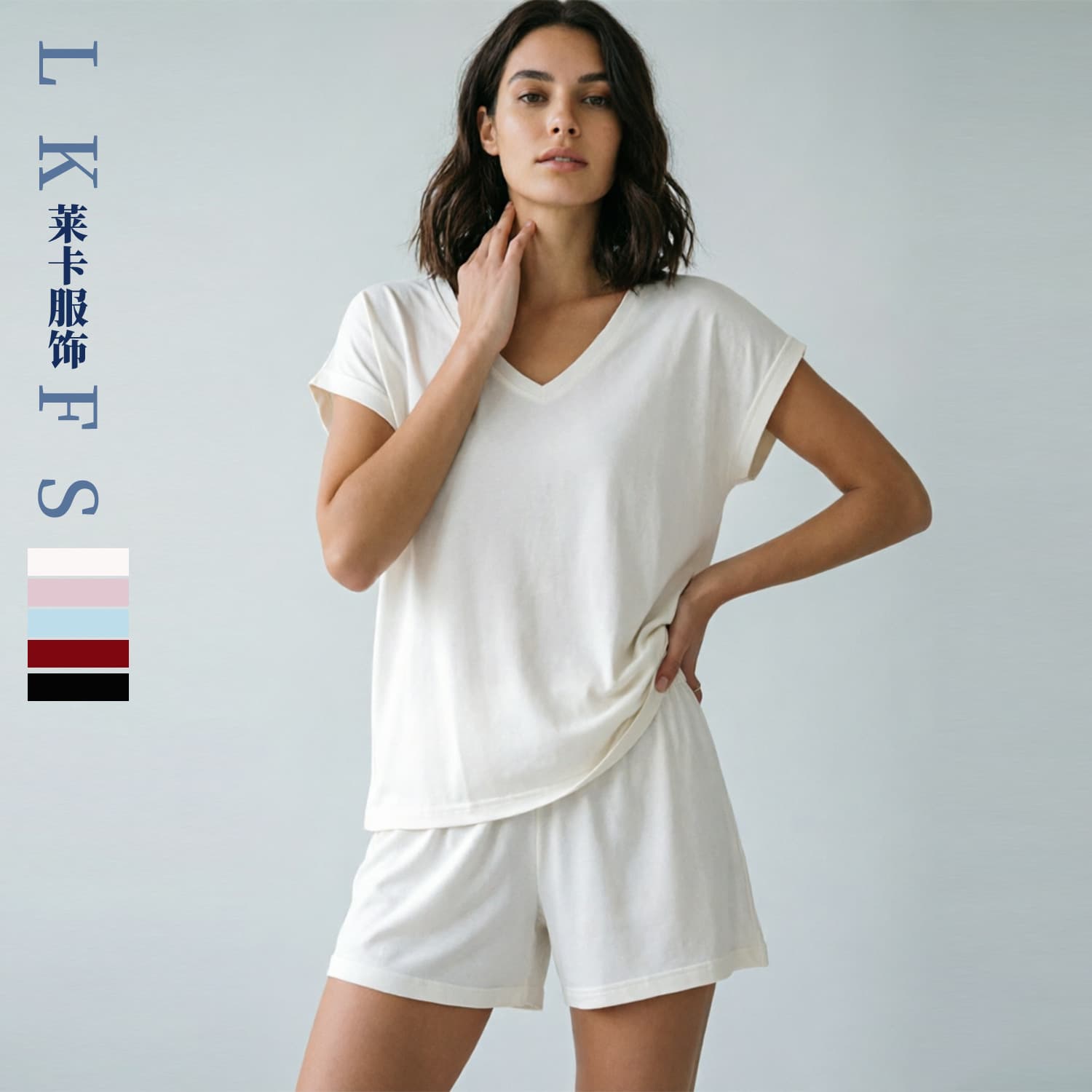 Women's Summer Pajama Set Short Sleeve Shorts Modal Loungewear Fashion V-Neck Thin Loose Comfortable Suit
