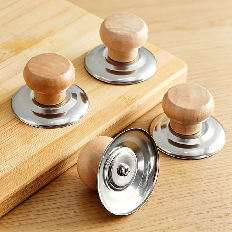 Wooden Pot Lid Top Knob Universal Wooden Handle Wooden Pot Lid Top Anti-Scald Pot Lid Knob Pot Lid Cap Pot Lid Screw Button