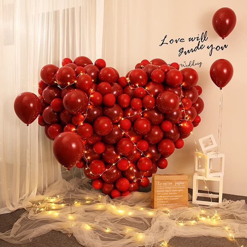 Heart-Shaped Wedding Balloons Marriage Decoration Complete Set Living Room Bridal Room Arrangement Kit Wedding Background New House Bedroom