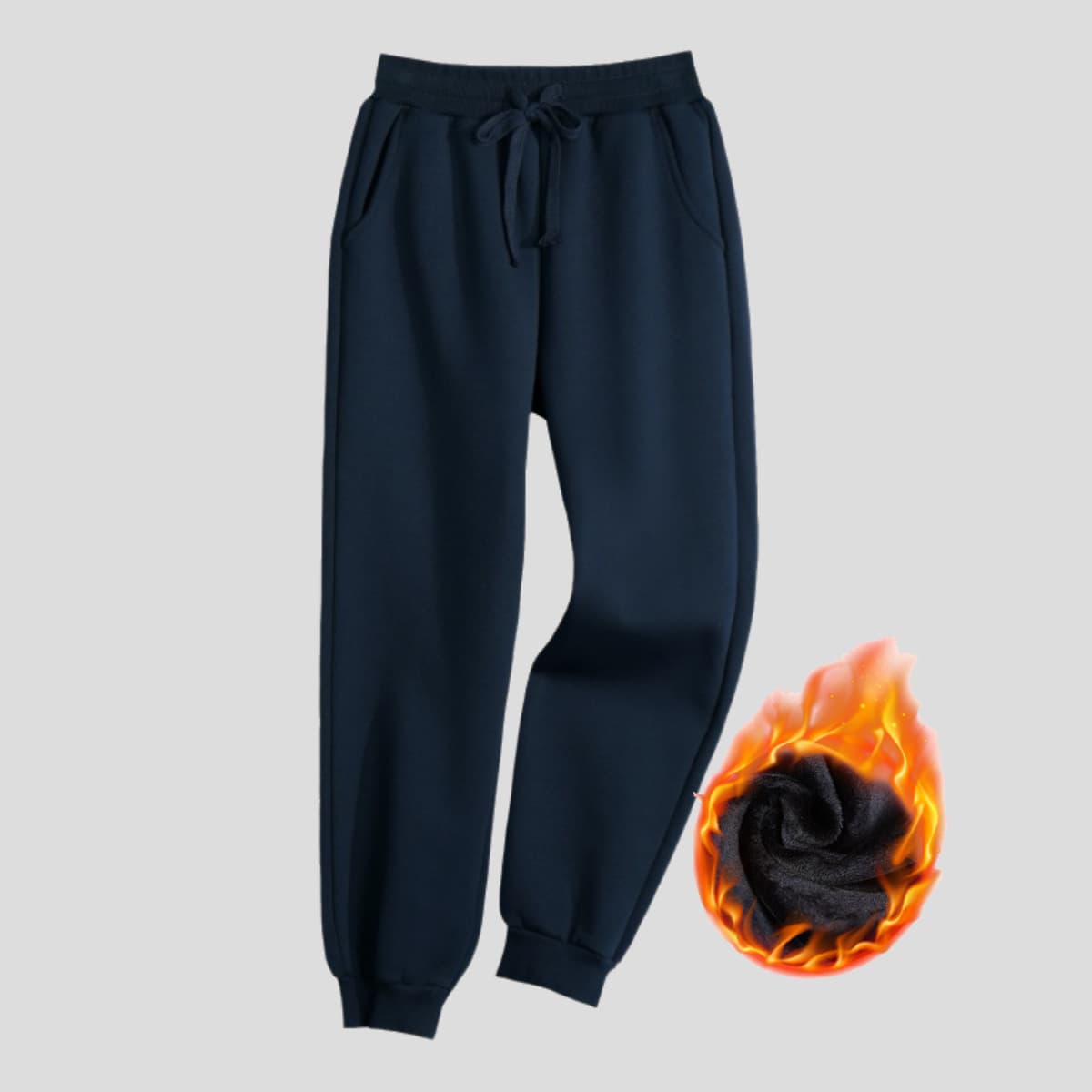 Children's Navy Blue Sports Pants Autumn/Winter Elementary & Middle School Students Fleece-Lined Thickened School Pants Boys & Girls Loose Straight-Leg Long Pants