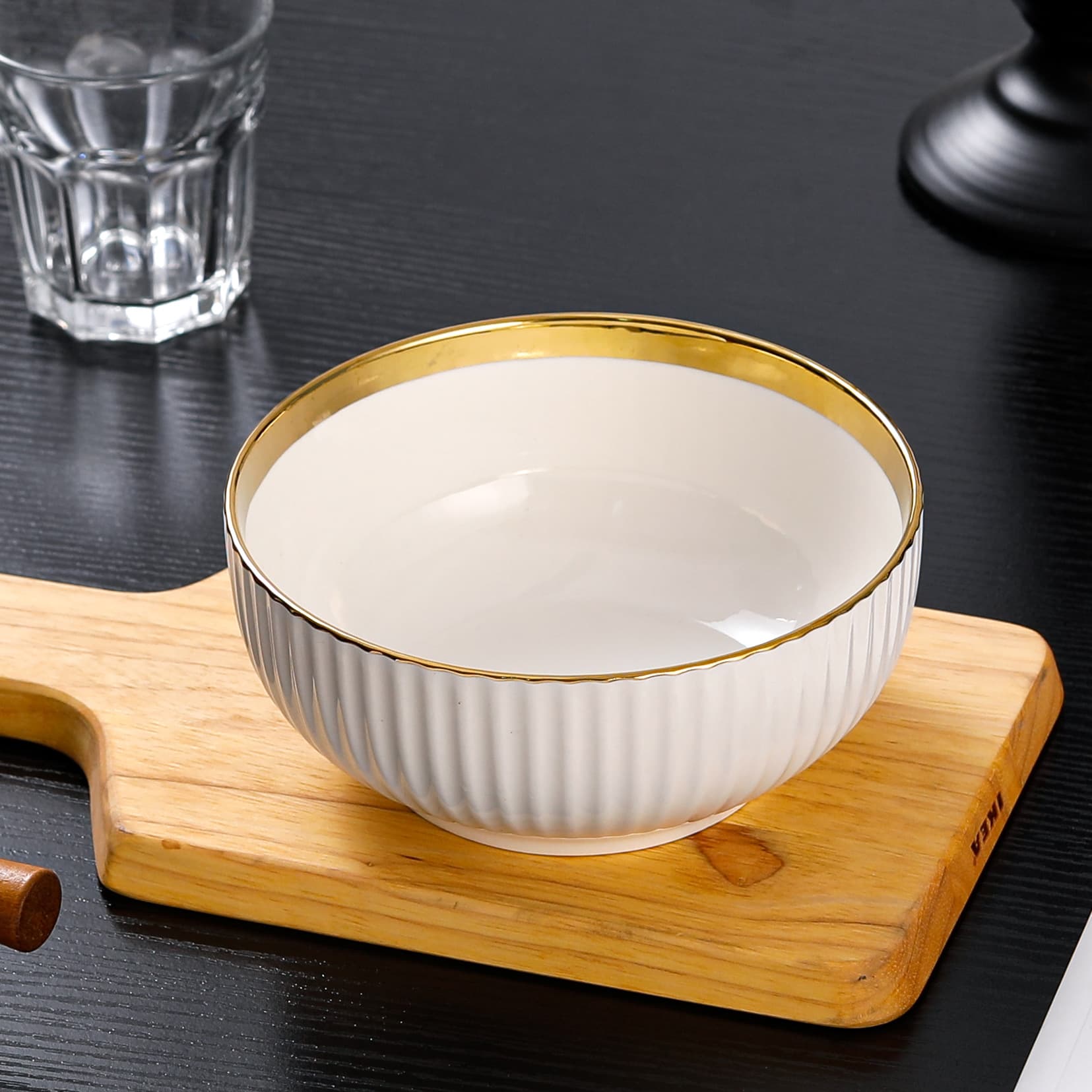 4-Person Cross-Border Ins Style 12-Piece Light Luxury Cup and Saucer Set, 6-Person Ceramic Bowl and Plate Dinnerware Set, Noodle Bowls