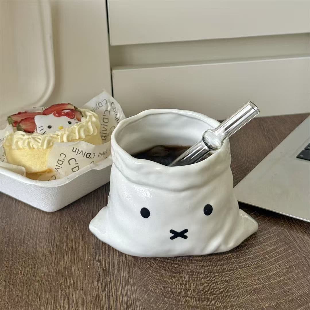 Cute Bag-Shaped Ceramic Mug, Adorable Coffee Milk Cup, Home Breakfast Cup, High-Aesthetic Creative Design