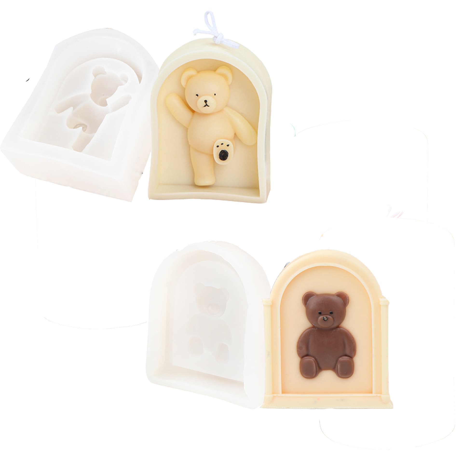 Silicone Candle Mold Bear Kicking Leg Small Bear Silicone Wax Candle Mold Creative DIY Photo Frame Bear Aromatherapy Sugar Art Cake Mold