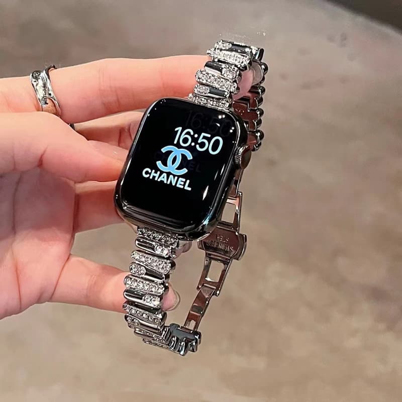 Suitable for Apple Watch 3 S10 irregular diamond-encrusted metal strap iwatchS9/8/7/6 universal