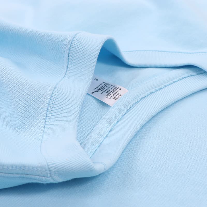 American Style 270g Heavyweight T-Shirt for Men, Baby Blue Short Sleeve, Small Collar, Sky Blue Loose Fit Top for Women Summer