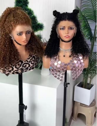 European and American Fashion Wig African Small Curl Fluffy Pixie Curly Middle Part Long Curly Real Hair Wig Cap