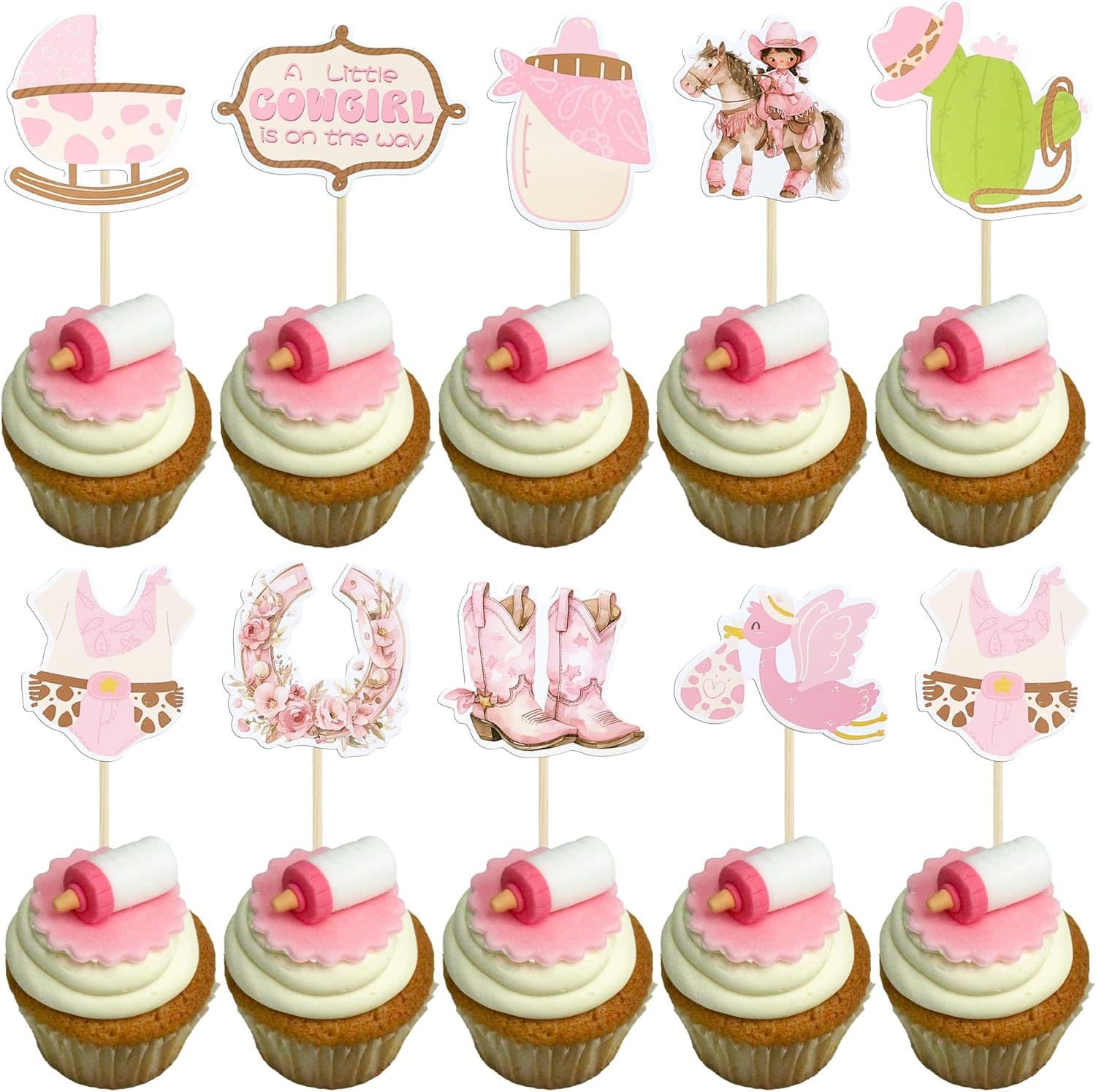 Cross-Border Western-Themed Cupcake Toppers, Cowgirl Riding Shoes and Hats, Bird Birthday, Baby Shower Decoration Supplies
