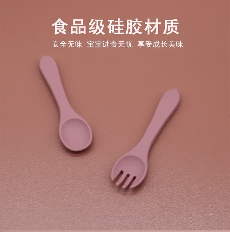 Baby Food-Grade Silicone Soft Fork and Spoon Set, Toddler Self-Feeding Training Utensils, Infant Feeding Spoon and Fork for Baby Food