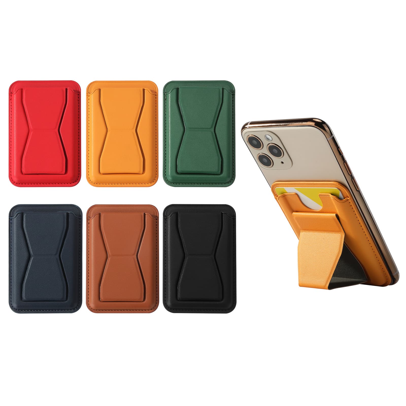 Manufacturer wholesale folding magnetic mobile phone card holder desktop. Sticky version suitable for all mobile phone models