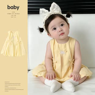 Summer Thin Infant Toddler Sweet Cute Bubble Skirt Baby Girl Casual Versatile Bow Backless Dress