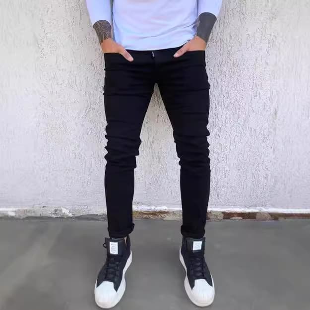 Cross-border Trade Autumn New Men's Jeans Slim Fit Skinny Casual Black Denim Pants Trendy