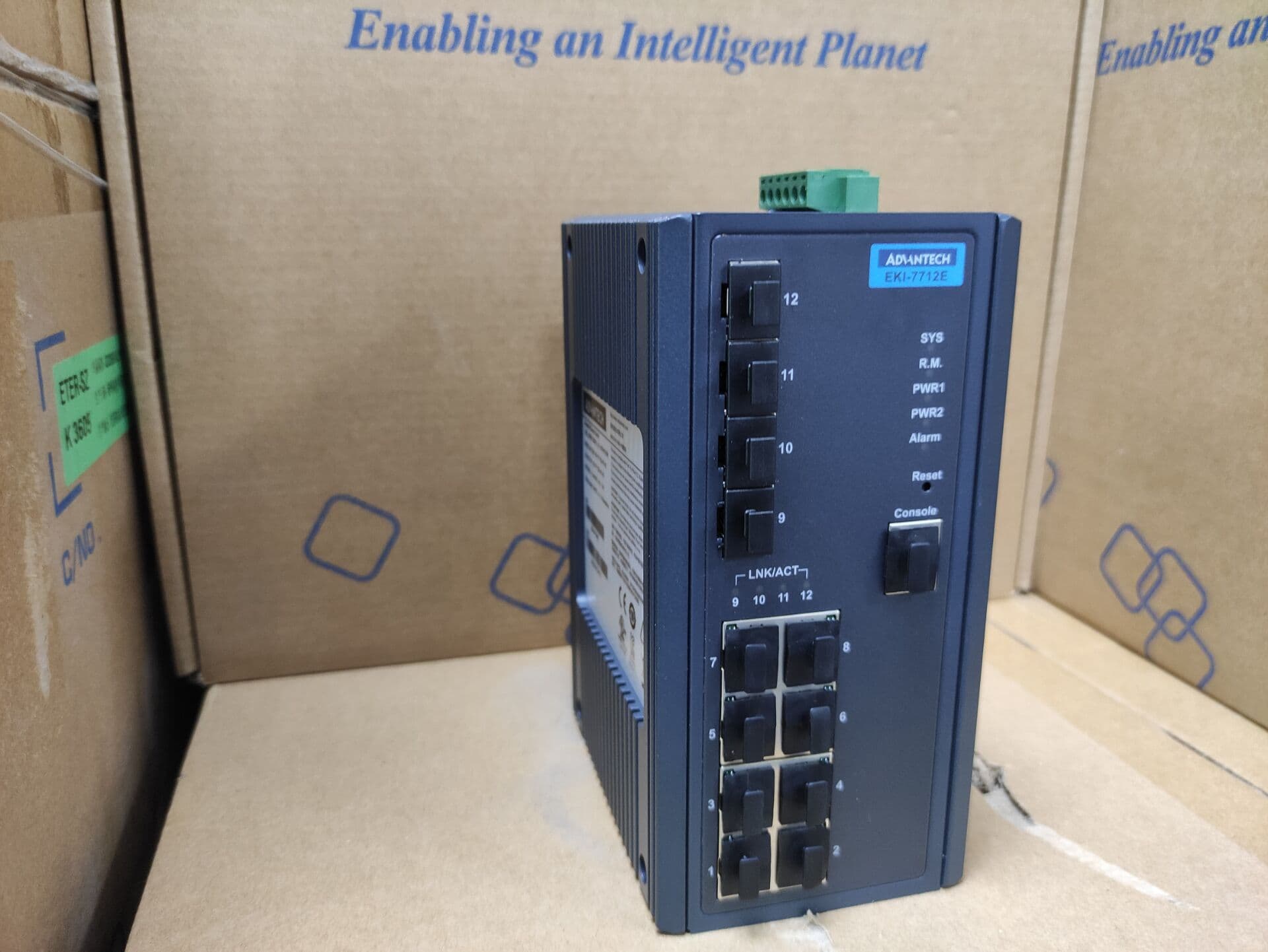 Advantech EKI-7712E-4FPI Managed Switch with 8 Fast Ethernet Ports and 4 SFP Fiber Ports