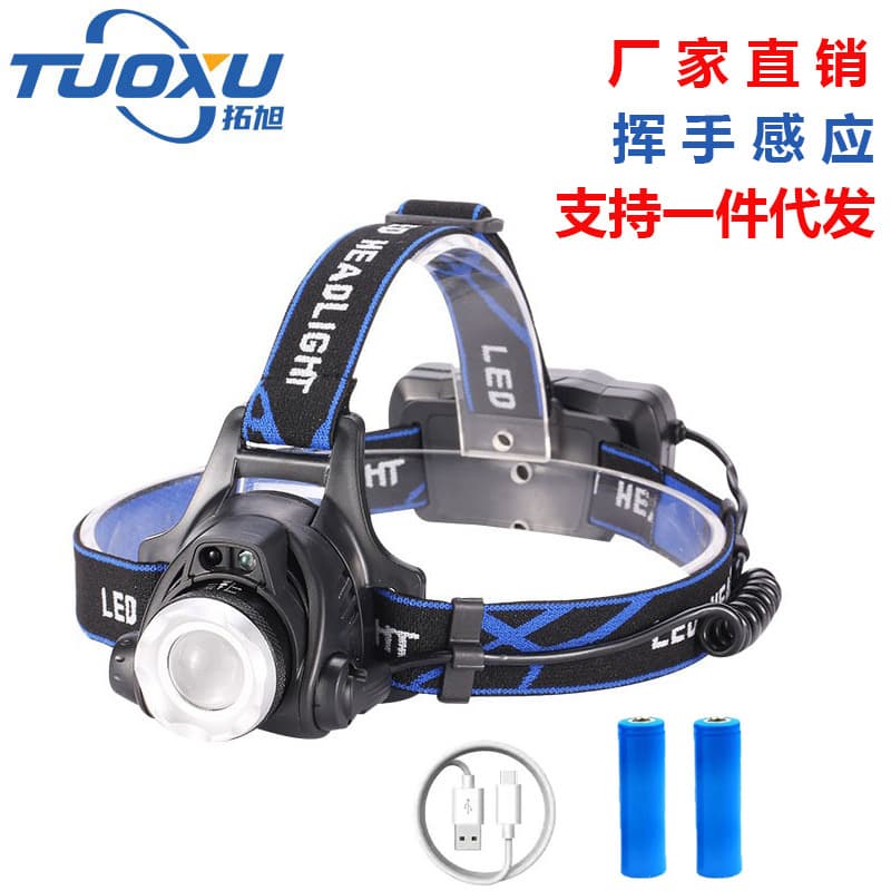 Outdoor Fishing High-brightness Led Headlamp Super Bright Rechargeable Headlight Sensing Zoom Waterproof Fishing Cap Light