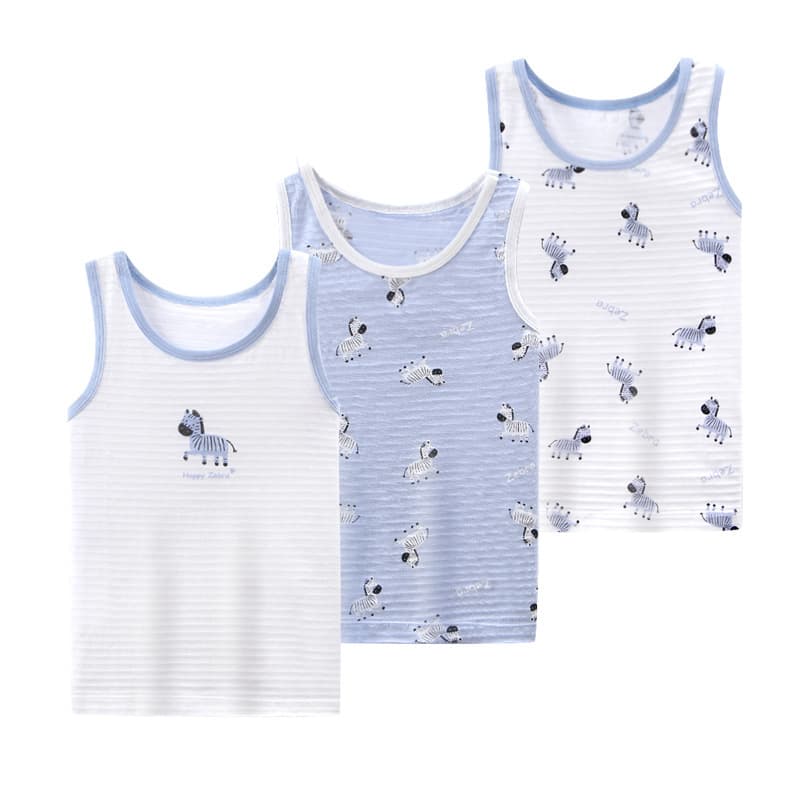 Cross-Border Kids Bamboo Cotton Vest Summer 3-Pack, Boys and Girls Baby Cotton Vest Set
