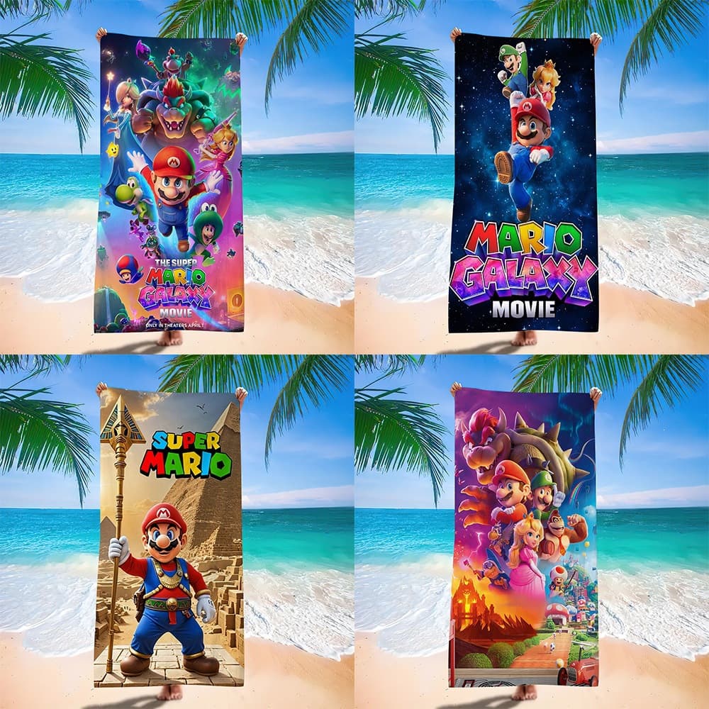 2026 new cross-border exclusive Mario beach towel absorbent non-stick sand high-definition digital printing one piece drop shipping