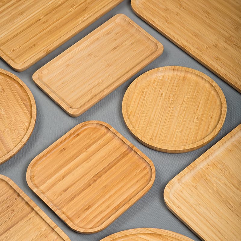 Wholesale Bamboo Tea Tray Bamboo Tray Rectangular Snack Tray Round Japanese Tray Fruit Tray Wooden BBQ Tray