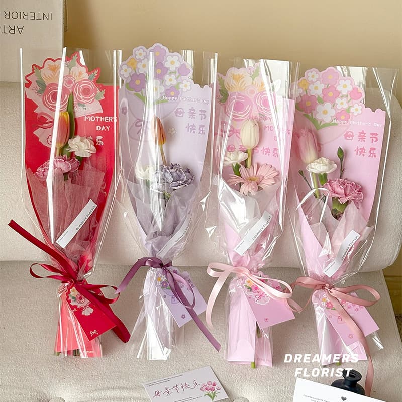 Shangjin [Mother's Day] Happy Mother's Day single bagged flower bouquet packaging bag single bag bouquet bag