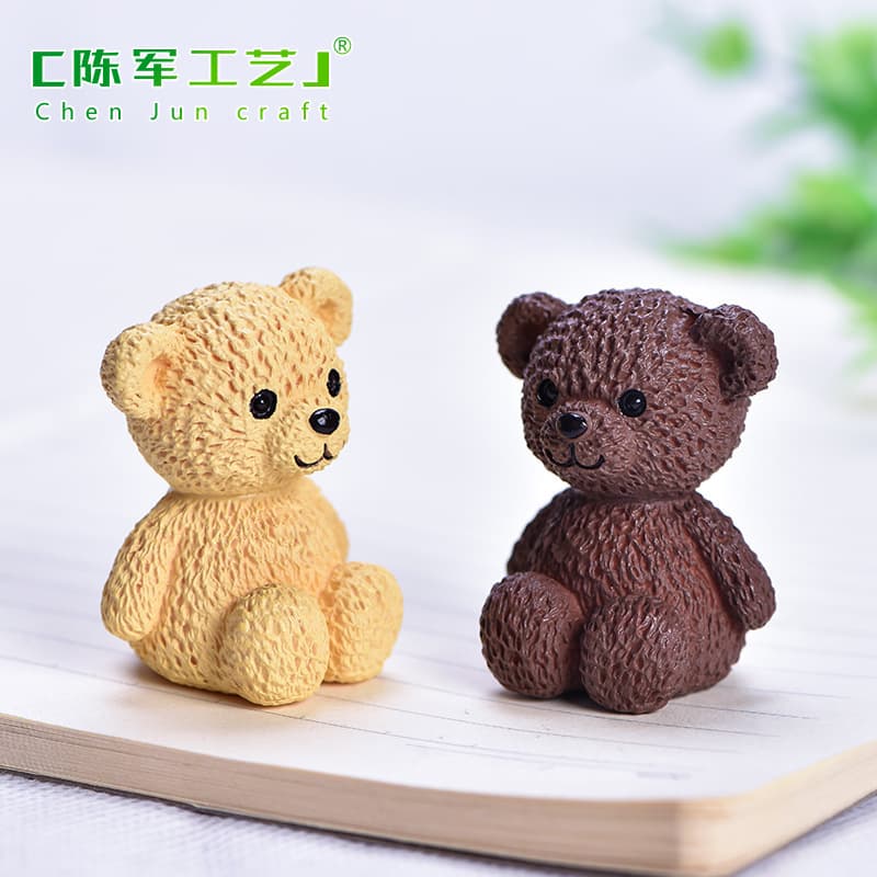 Teddy Bear Miniature Landscape DIY Potted Plant Ornament Creative PVC Plastic Cute Animal Figurine Coffee Yellow Bear