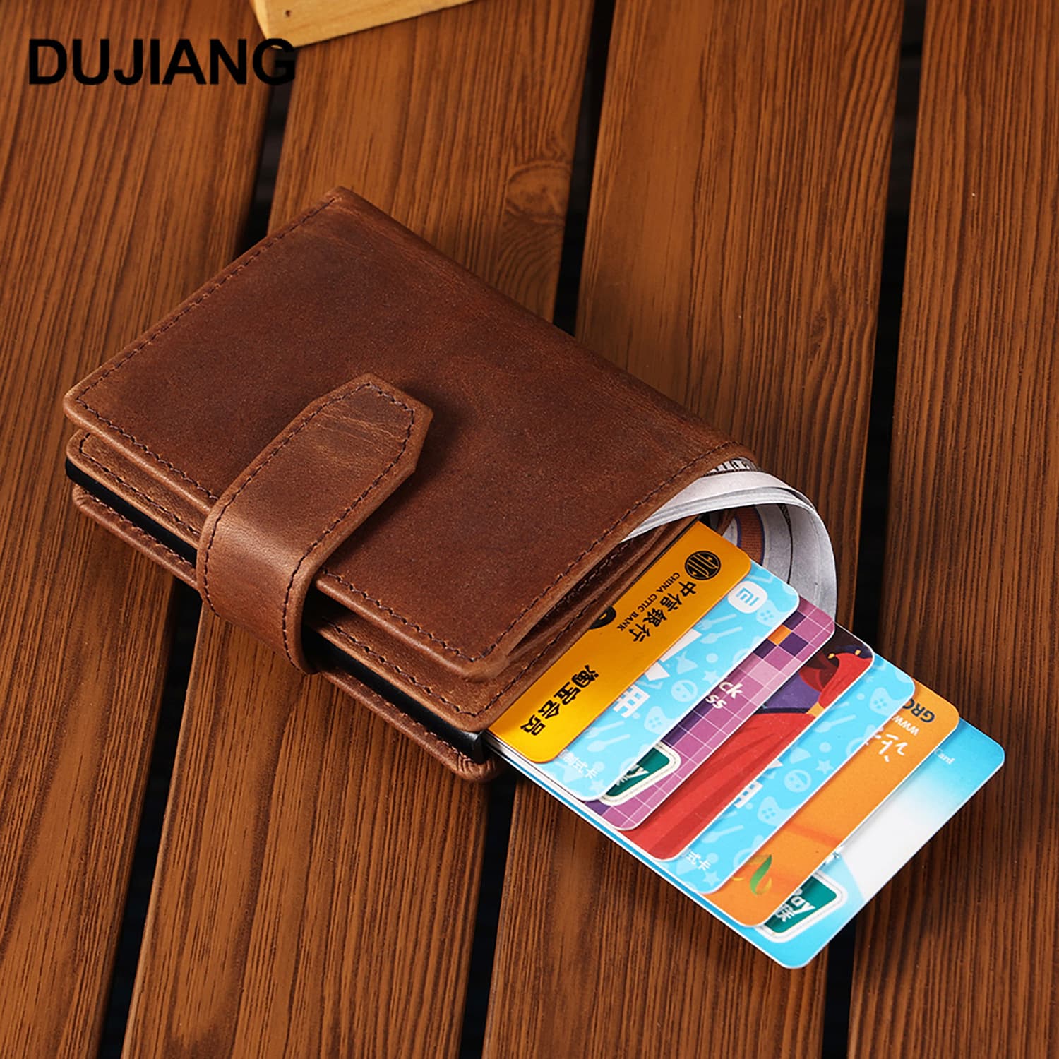 Genuine Leather Men's Wallet Short Business Style Multi-Card Slot Simple Design RFID Anti-Theft Credit Card Holder Money Clip