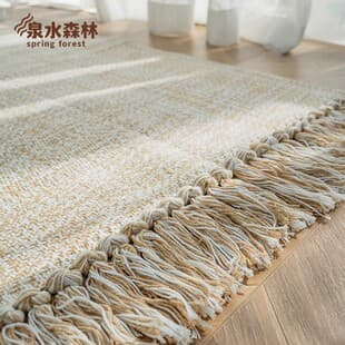 Handwoven Natural Jute Carpet with Tassels, Premium Style for Living Room Coffee Table Sofa, Fringed Floor Mat