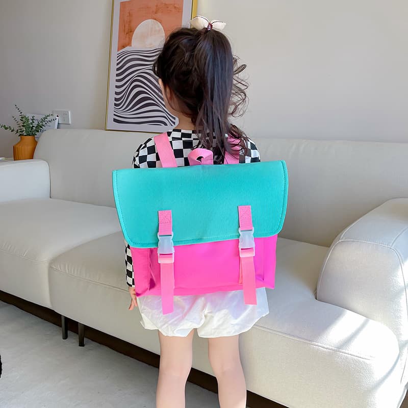 2022 New Kindergarten Backpack for Boys and Girls, Cute Contrast Color Canvas Backpack for Preschool Children
