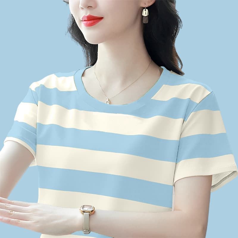 Pure Cotton Short-Sleeved T-Shirt Women's 2025 Summer New Arrival Young Mother's Half-Sleeved Shirt Loose Slimming Belly-Covering Western Style Top