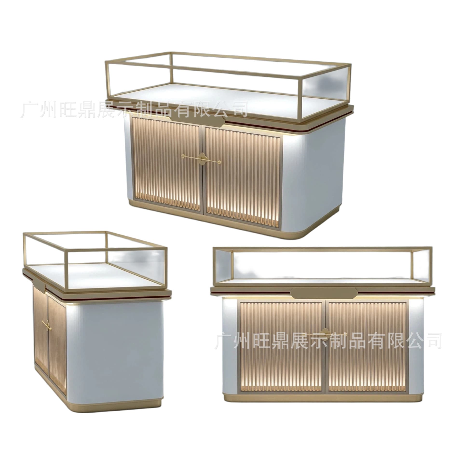 Literature Display Cabinet Stainless Steel Baked Enamel Jewelry Display Case with Lock, Dustproof, for Jade and Jadeite Premium Display Counter