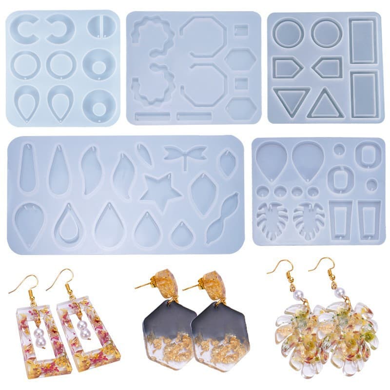 Multi-Shape Teardrop Earring Pendant Resin Silicone Mold, Epoxy DIY Earrings Keychain Charm Wholesale