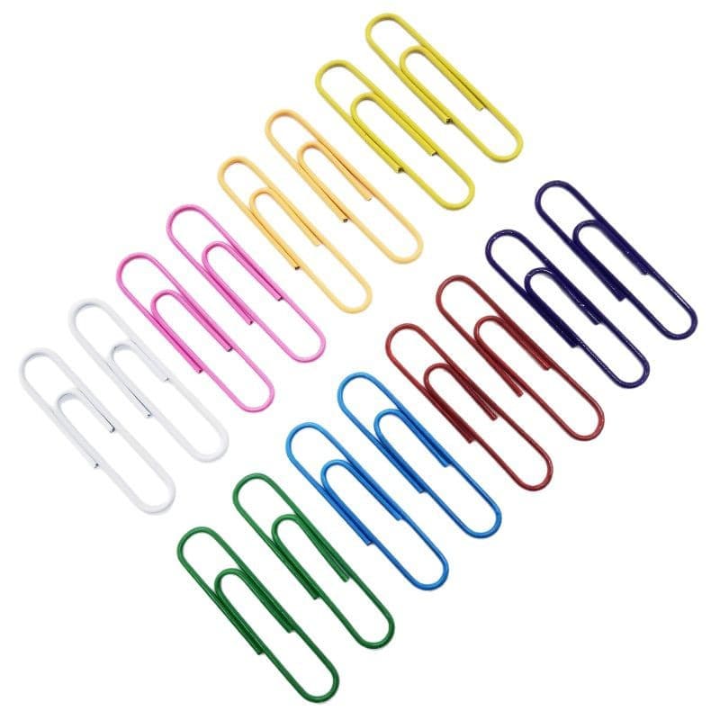 Colored plastic-coated paper clips, special-shaped paper clips, office paper clips, 33/50MM paper clips, boxed stationery