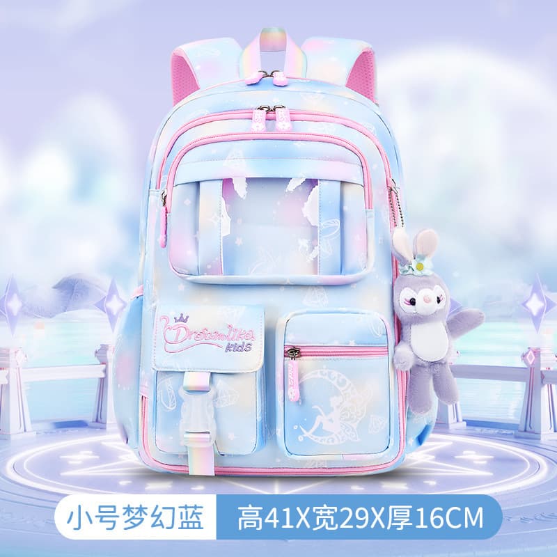 New Pink Princess School Backpack for Elementary Students, Girls Lightweight Large-Capacity Middle School Backpack