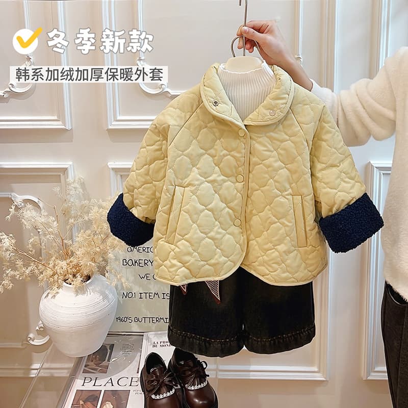 Girls' New Autumn and Winter Fashion Thick Jacket, Stylish Casual Reversible Cotton Coat, Loose Children's Clothing