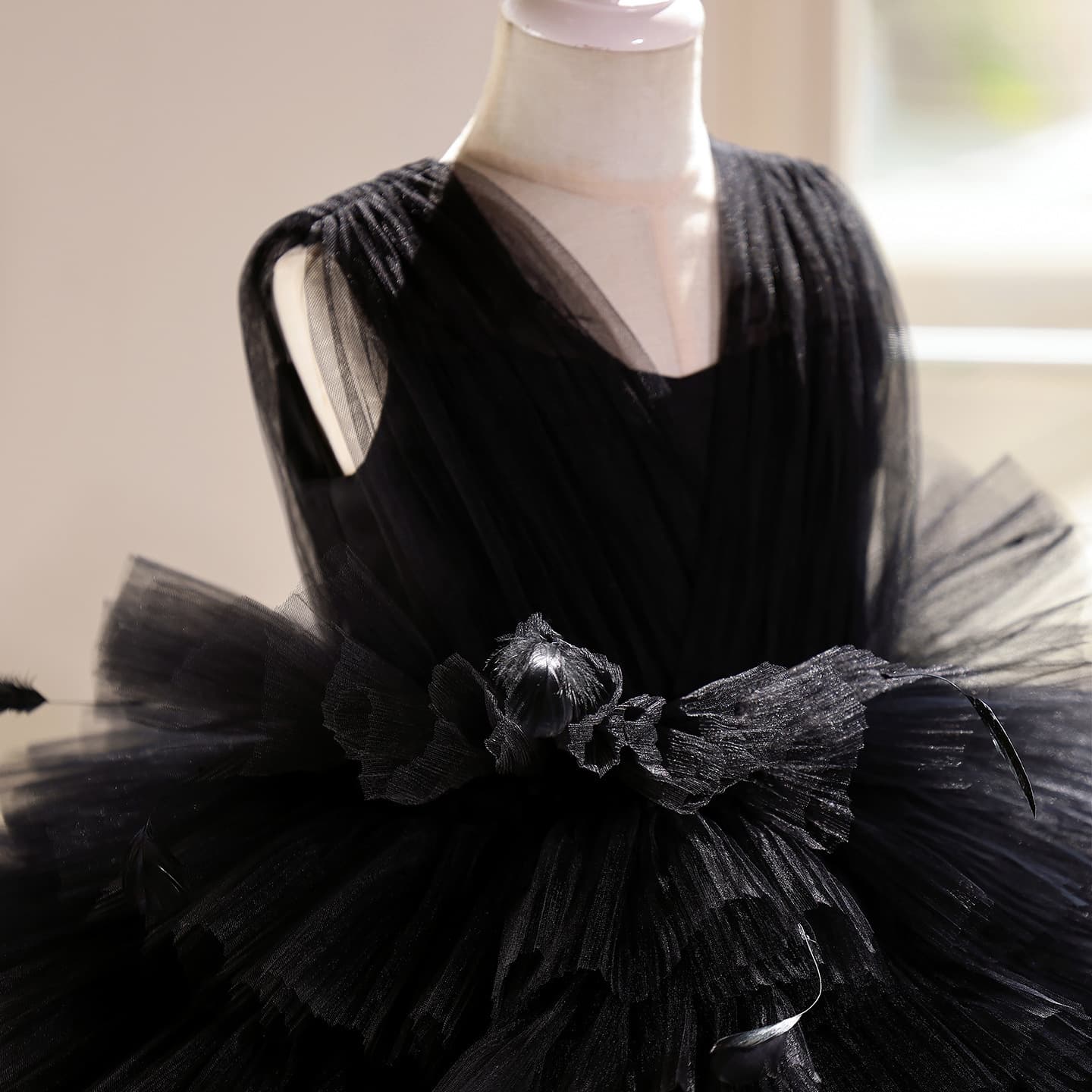 Children's Princess Dress, Girl's Birthday Little Black Piano Performance Dress, Girl's Formal Host Advanced