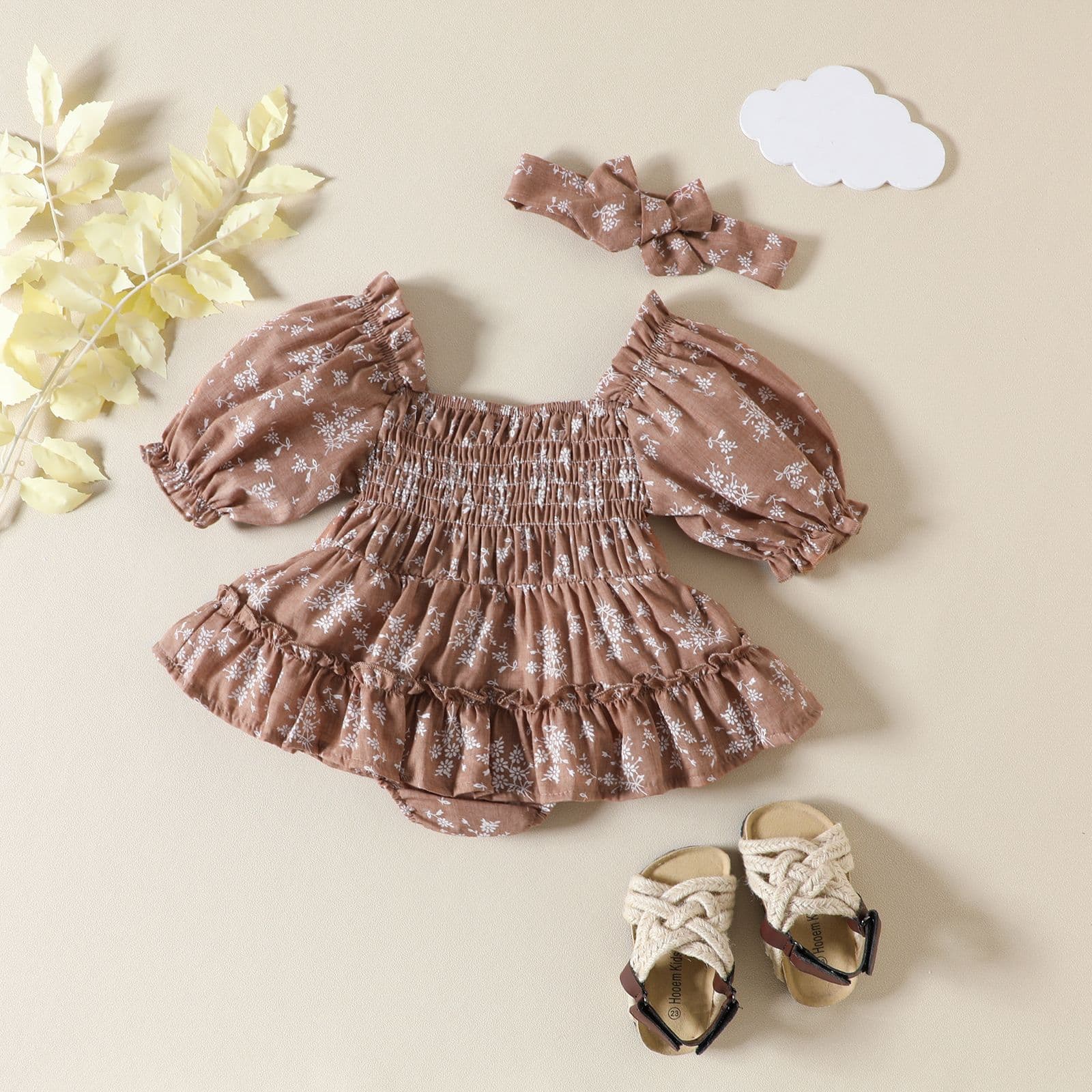 Clear stock full size newborn clothes summer baby jumpsuit cute and sweet baby girl flower off-shoulder dress