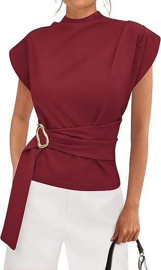 2026 Amazon Cross-Border Europe and America Women's Solid Color Designer Metal Buckle Fashion Belt Top