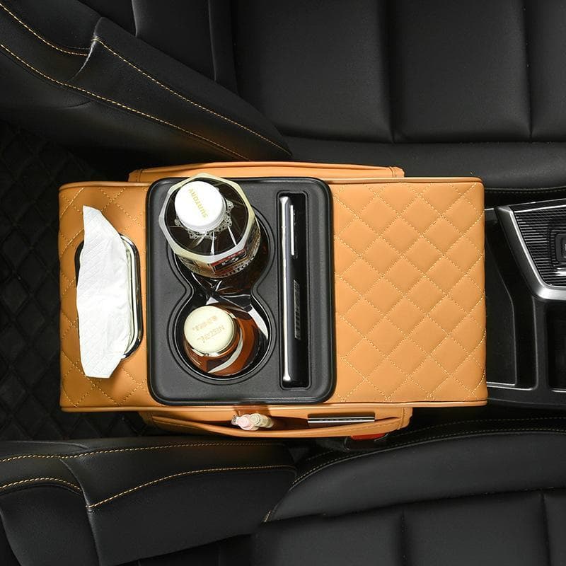 Cross-border popular car tissue box armrest box booster pad car central high-end armrest box storage bag water cup holder