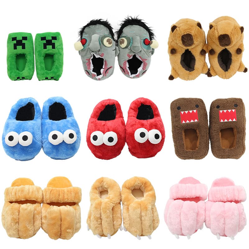 Cross-border Creative Funny Cotton Slippers Monster Animal Plush Home Shoes Autumn Winter Thickened Floor Slippers Multicolor Wholesale