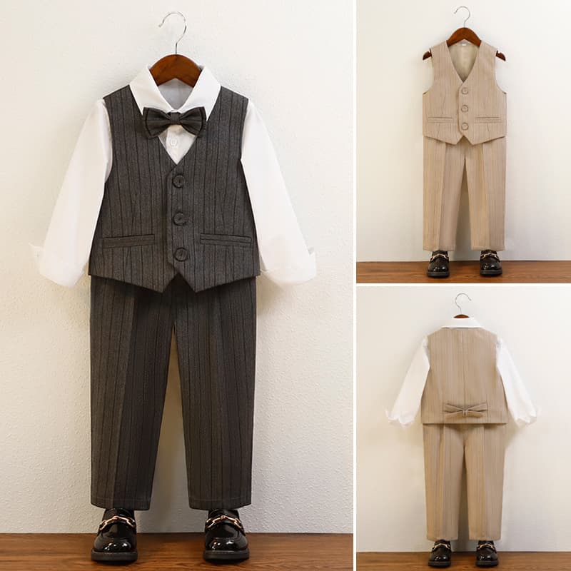 Children's Suit Autumn/Winter New Vest Set, Pageant Piano Host Performance Outfit, Boys' First Birthday Attire
