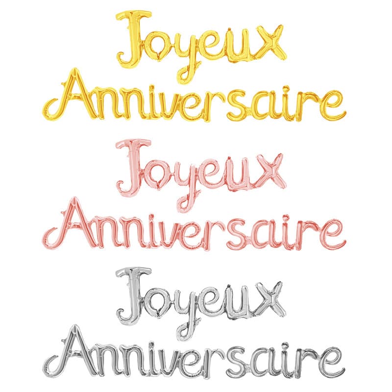 French Joyeux Anniversaire Letter Set Balloons Happy Birthday Anniversary Blessing Words
