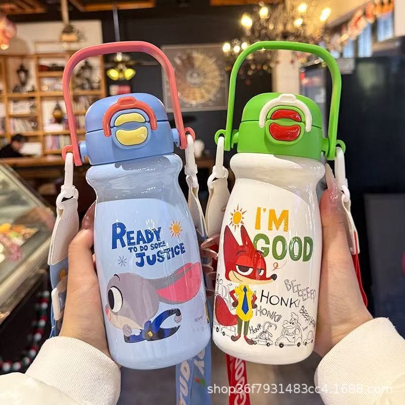 Zootopia Judy & Nick Kids Insulated Water Bottle with Straw, High Appearance, New Style, School Water Cup for Girls