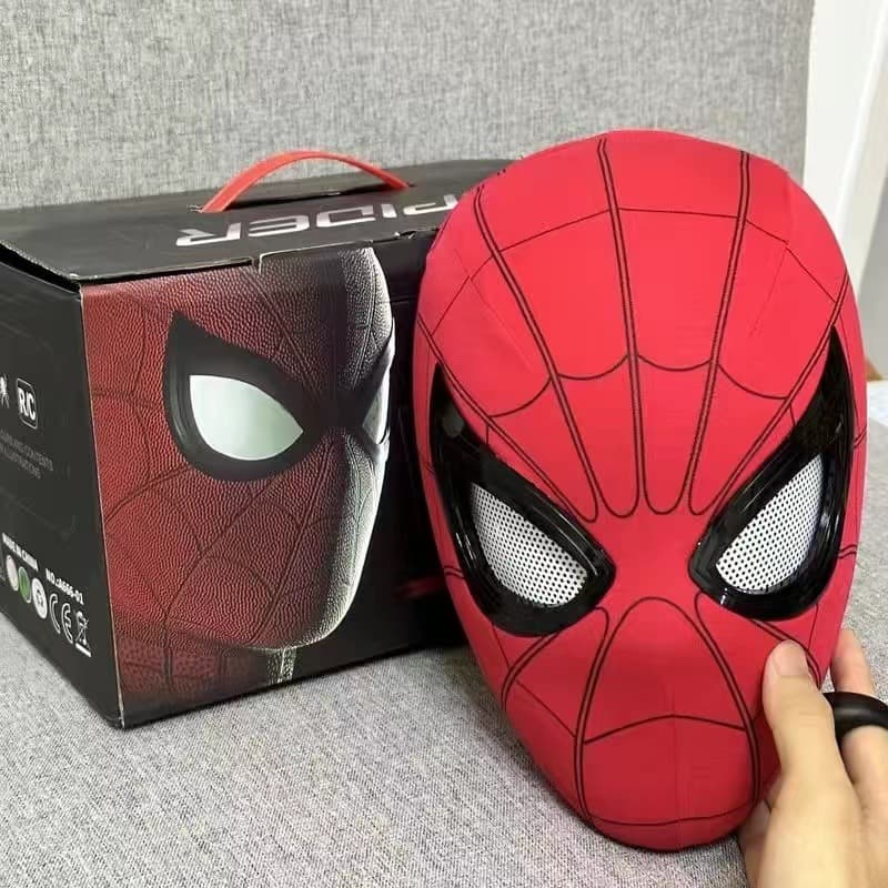 Spider-Man Headpiece with Movable Eyes, Fully Electric Cosplay Blinking Mask Helmet, Official Miles Cap