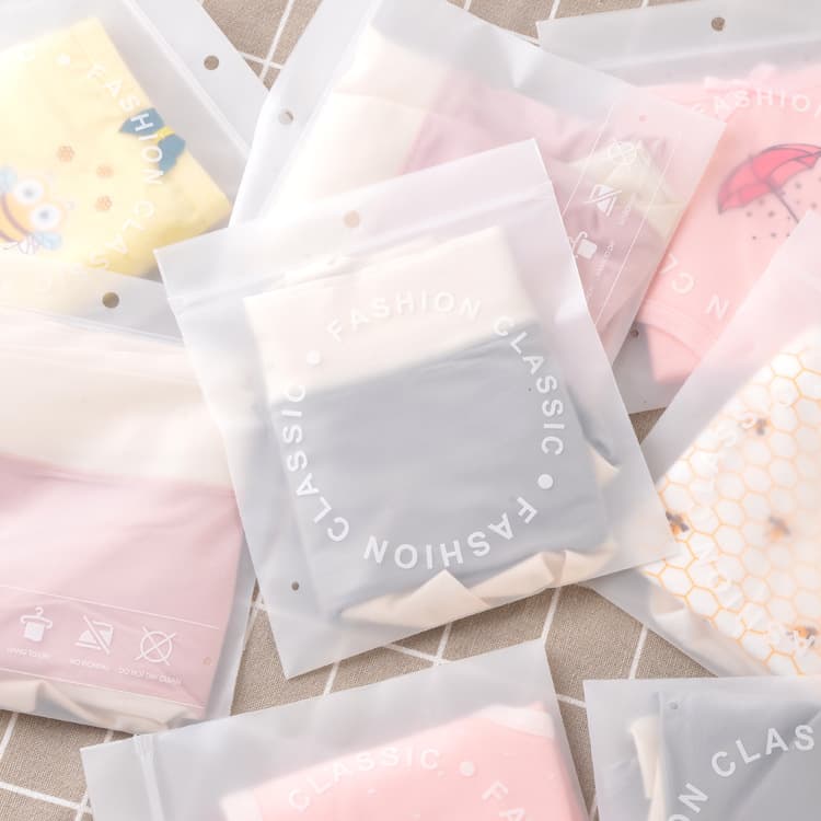Universal High-End Eva Frosted Underwear Packaging Bags for Men, Women, and Children, Independent Panty Bags with Zipper, Logo Customizable
