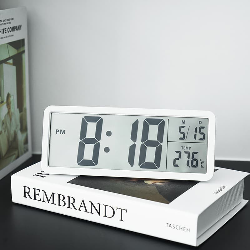 Cross-border minimalist LCD wall clock, living room clock, multi-functional temperature and humidity display clock, factory direct sales 801TK