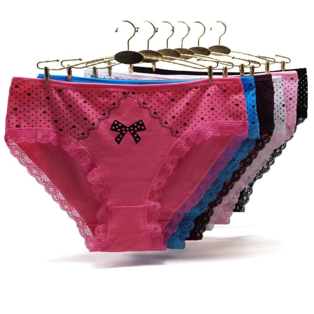 Cross-Border Supply Women's Large Size Underwear Lace Wish Plus Size Mommy Pants Printed Women's Briefs Wholesale