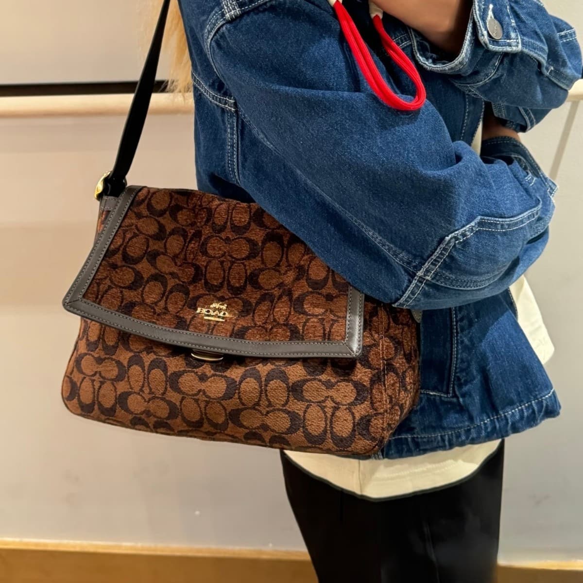 Coach October New Outlet Etta Flap Shoulder Bag Handbag Commuter Crossbody Fashion Versatile Armpit Bag Women's Bag