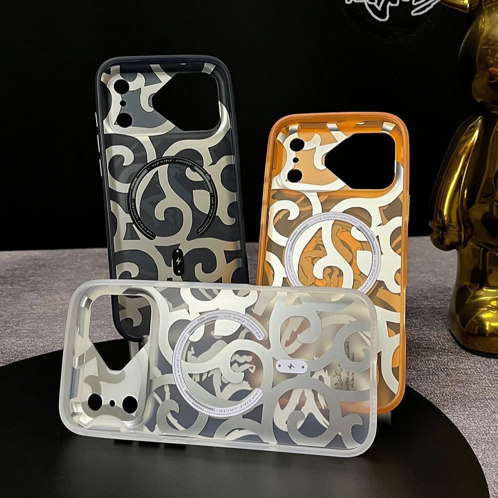 Compatible with iPhone 17 Pro Max Hermes Graffiti Skin-Feel Magnetic Phone Case, Apple 16 Creative Shockproof Protective Cover