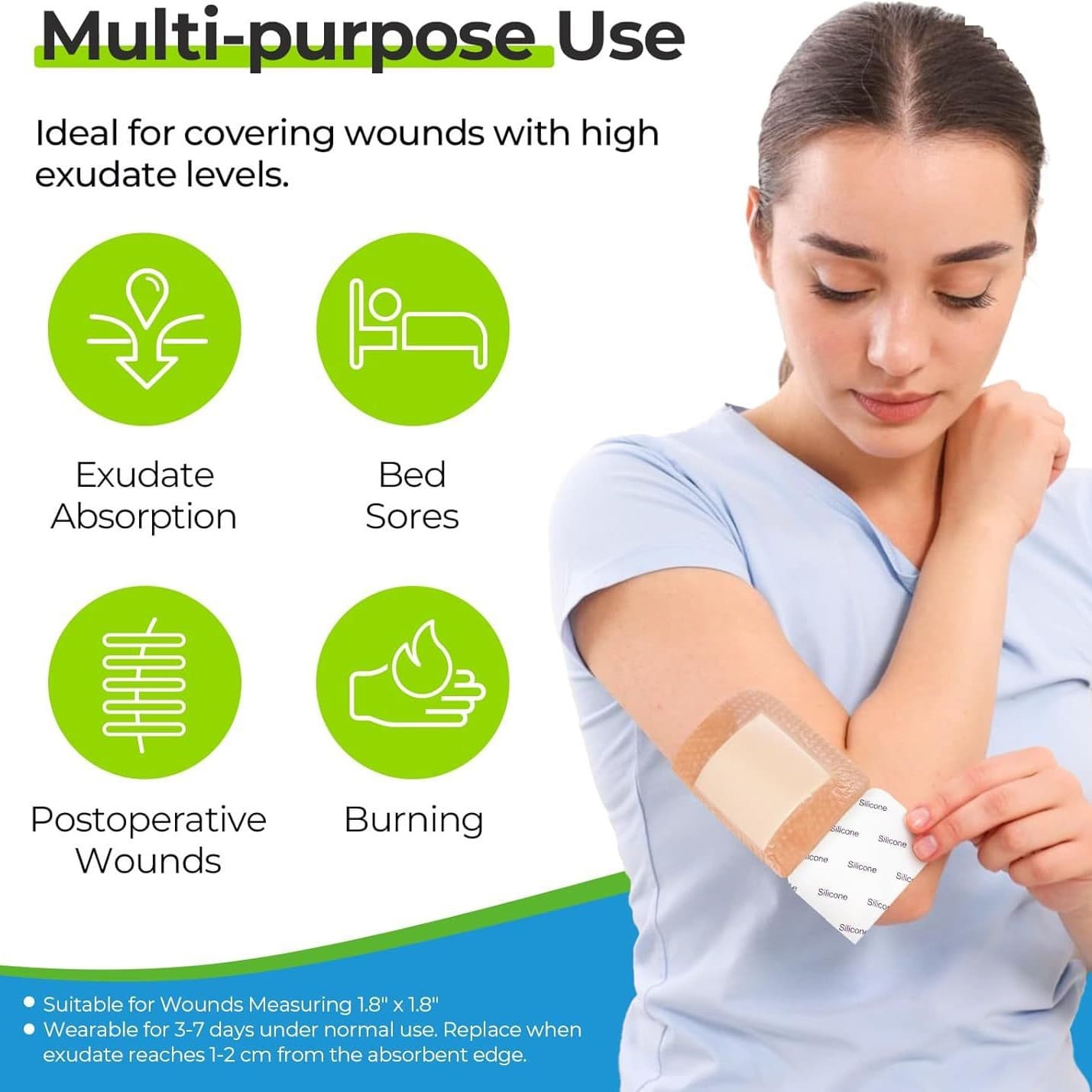 Cross-border e-commerce silicone gel foam dressing for pressure ulcers, polyurethane foam sterile dressing, hot-selling factory direct