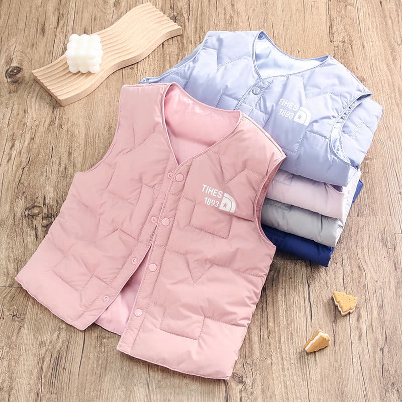 New Children's Down Vest for Boys and Girls, Lightweight Warm Vest for Autumn/Winter, Stylish Waistcoat for Older Children